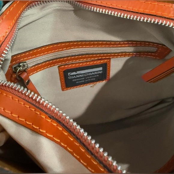 Gianni Chiarini Italian Leather Cognac Crossbody Bag Artisan Crafted Luxury - Picture 9 of 9